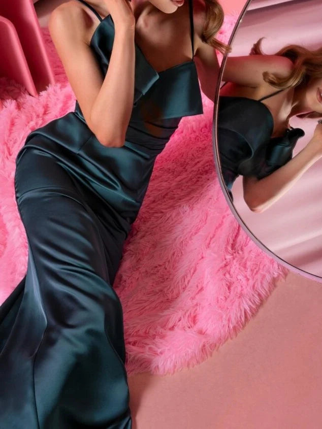 Wholesa Sheath Spaghetti Straps Sleeveless Floor-Length Evening Dress