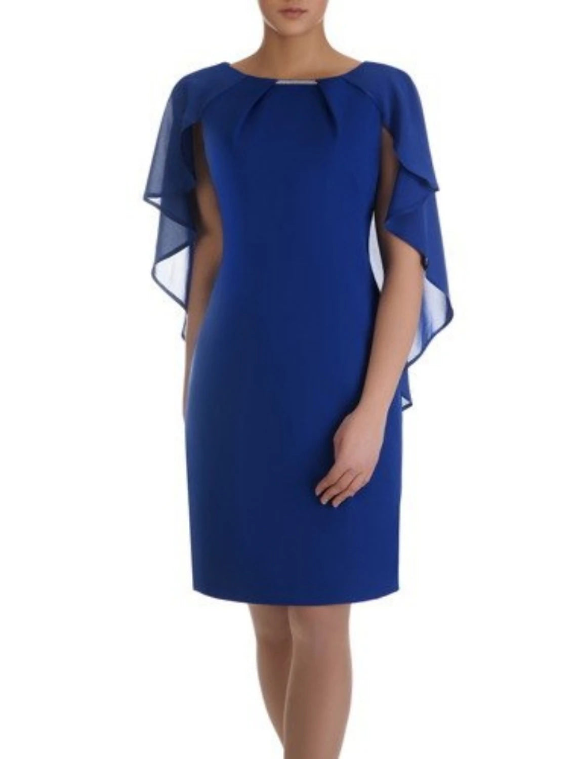 wholesale  Sheath / Column Mother of the Bride Dress Wedding Guest Minimalist Elegant Scoop Neck Knee Length Chiffon Half Sleeve with Ruching Solid Color