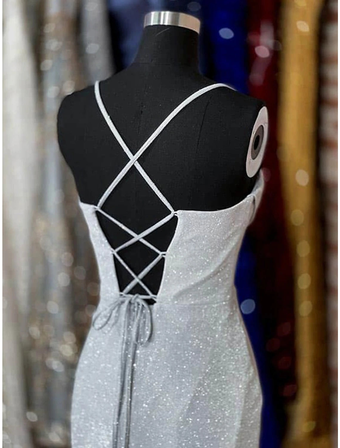 wholesale  Sheath / Column Prom Dresses Corsets Dress Wedding Party Sweep / Brush Train Sleeveless Cowl Neck Fall Wedding Reception Sequined with Glitter Ruched Slit