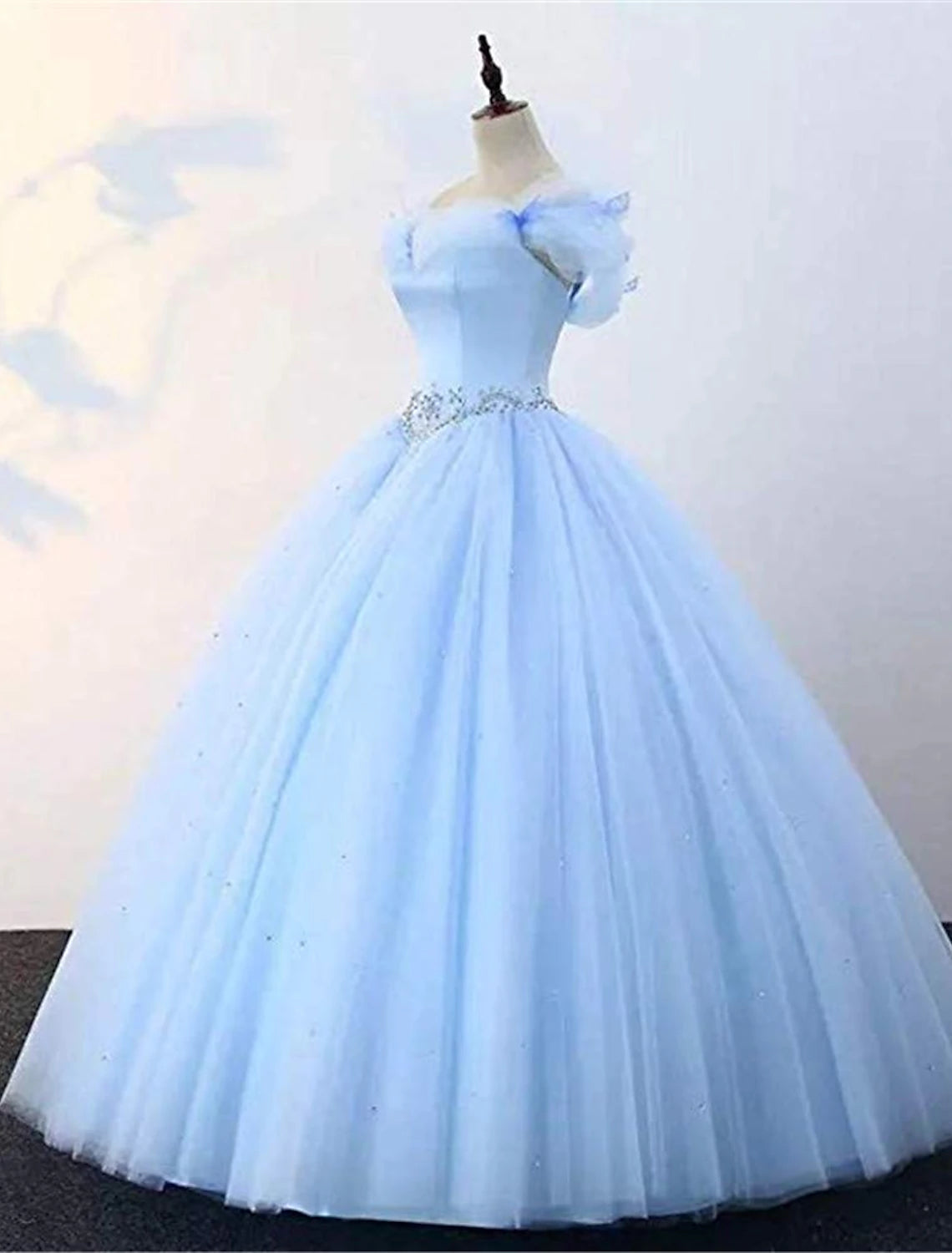 wholesale  Ball Gown Prom Dresses Princess Dress Graduation Quinceanera Floor Length Sleeveless Off Shoulder Tulle with Pearls Beading Butterfly