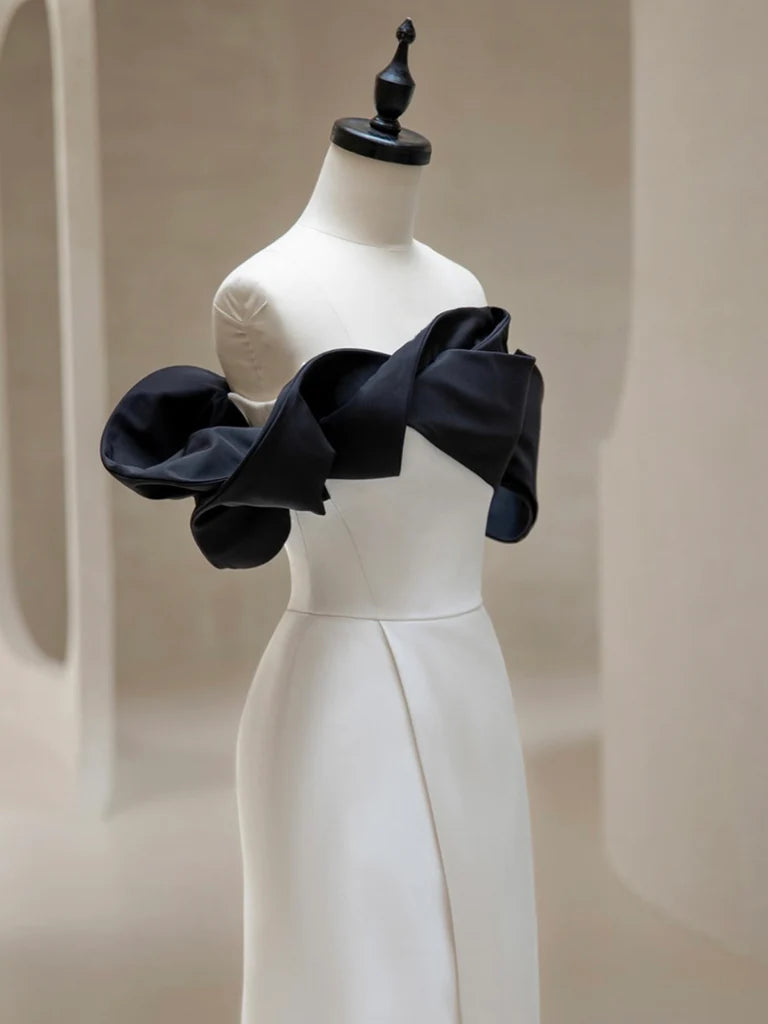 Wholesa Off Shoulder Satin Long Prom Dress