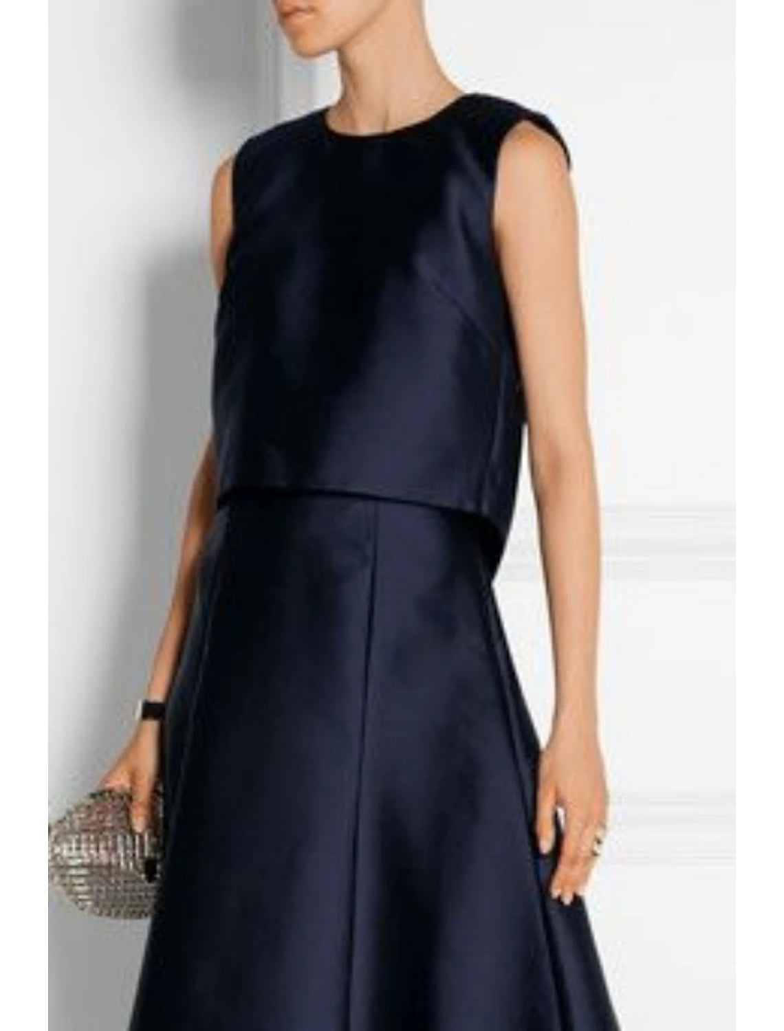 Wholesa Two Piece Sheath / Column Mother of the Bride Dress Wedding Guest Elegant Simple High Low Jewel Neck Asymmetrical Taffeta Sleeveless with Pleats Solid Color