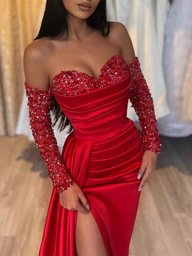 Wholesa Sheath Sweetheart Floor-Length Long Prom Dresses