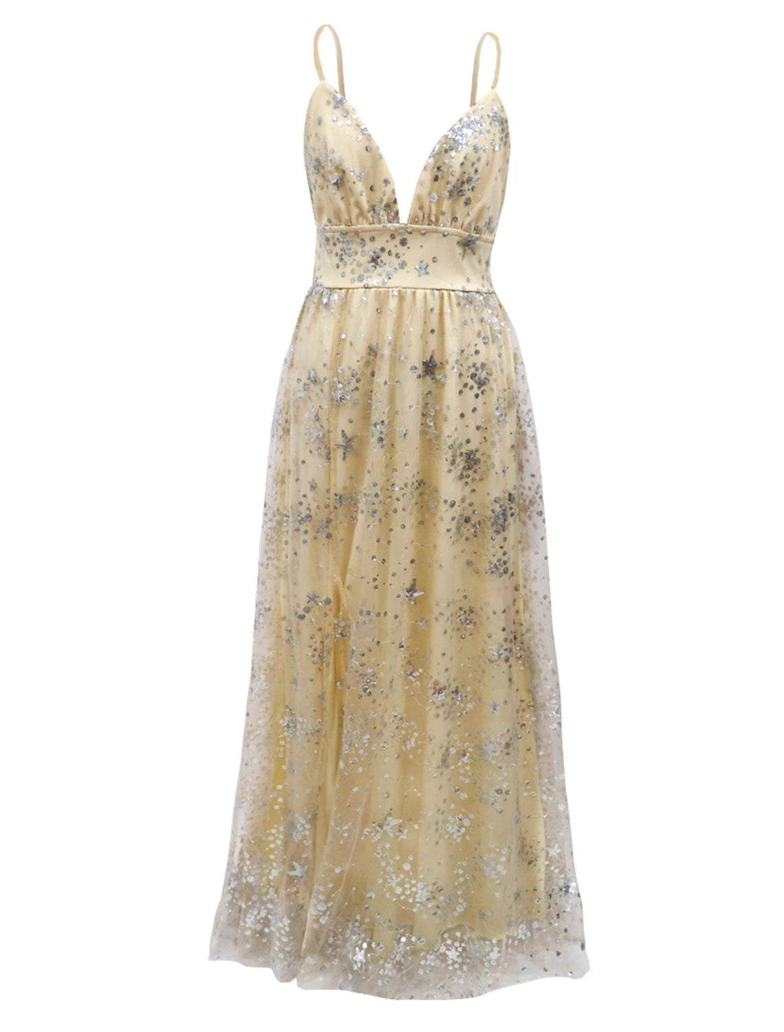 wholesale  A-Line Prom Dresses Sparkle Dress Homecoming Party Wear Floor Length Sleeveless V Neck Tulle with Sequin Tiered