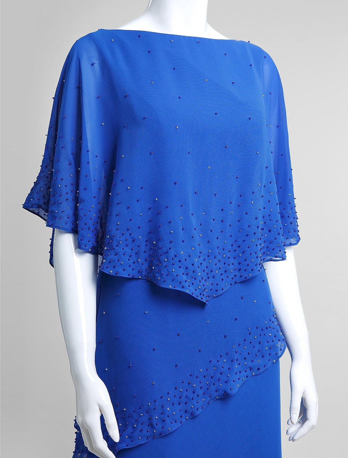 wholesale  Sheath / Column Mother of the Bride Dress Elegant Bateau Neck Floor Length Chiffon Sleeveless with Beading