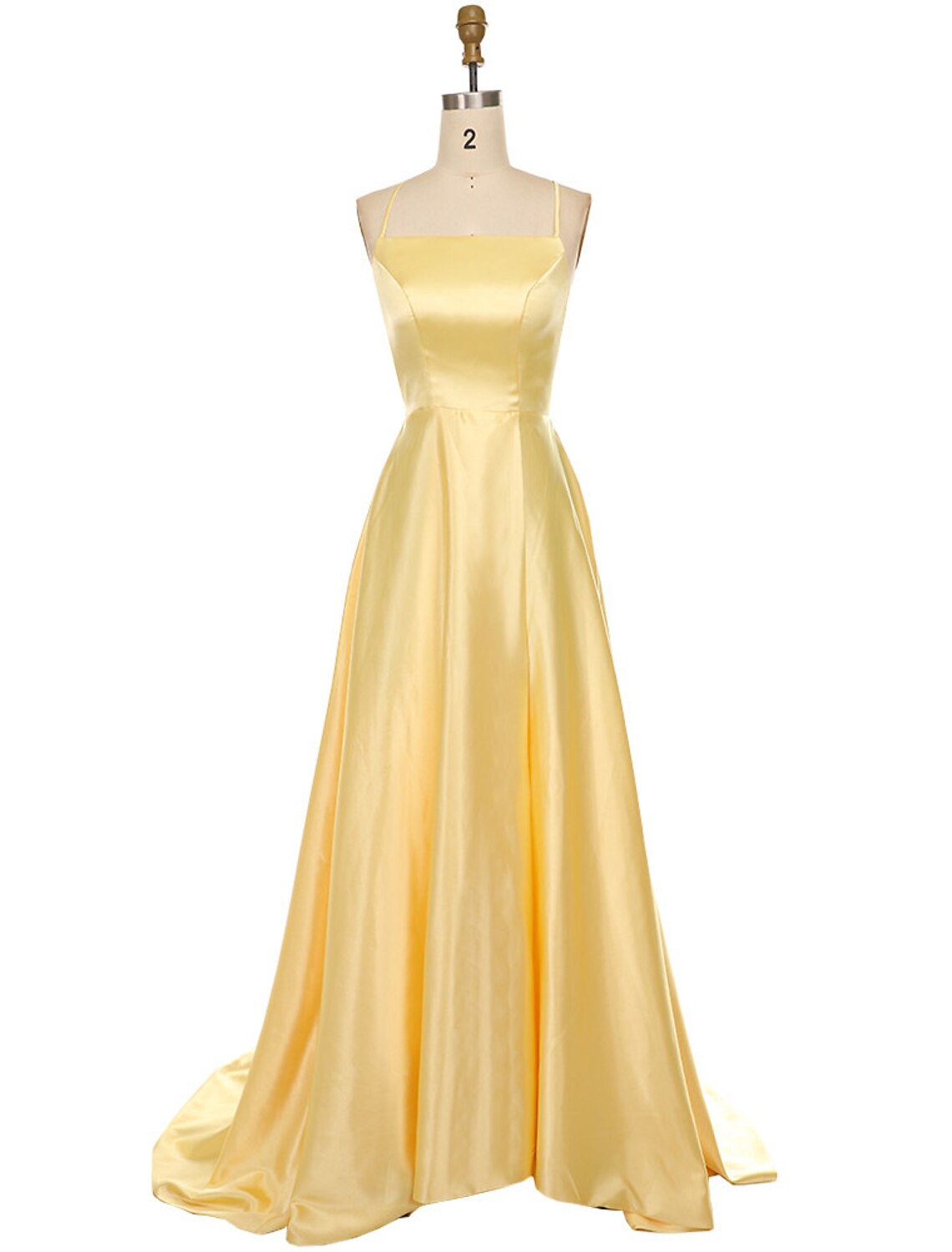Wholesa A-Line Prom Dresses Minimalist Dress Party Wear Prom Sweep / Brush Train Sleeveless Spaghetti Strap Satin with Pleats Slit
