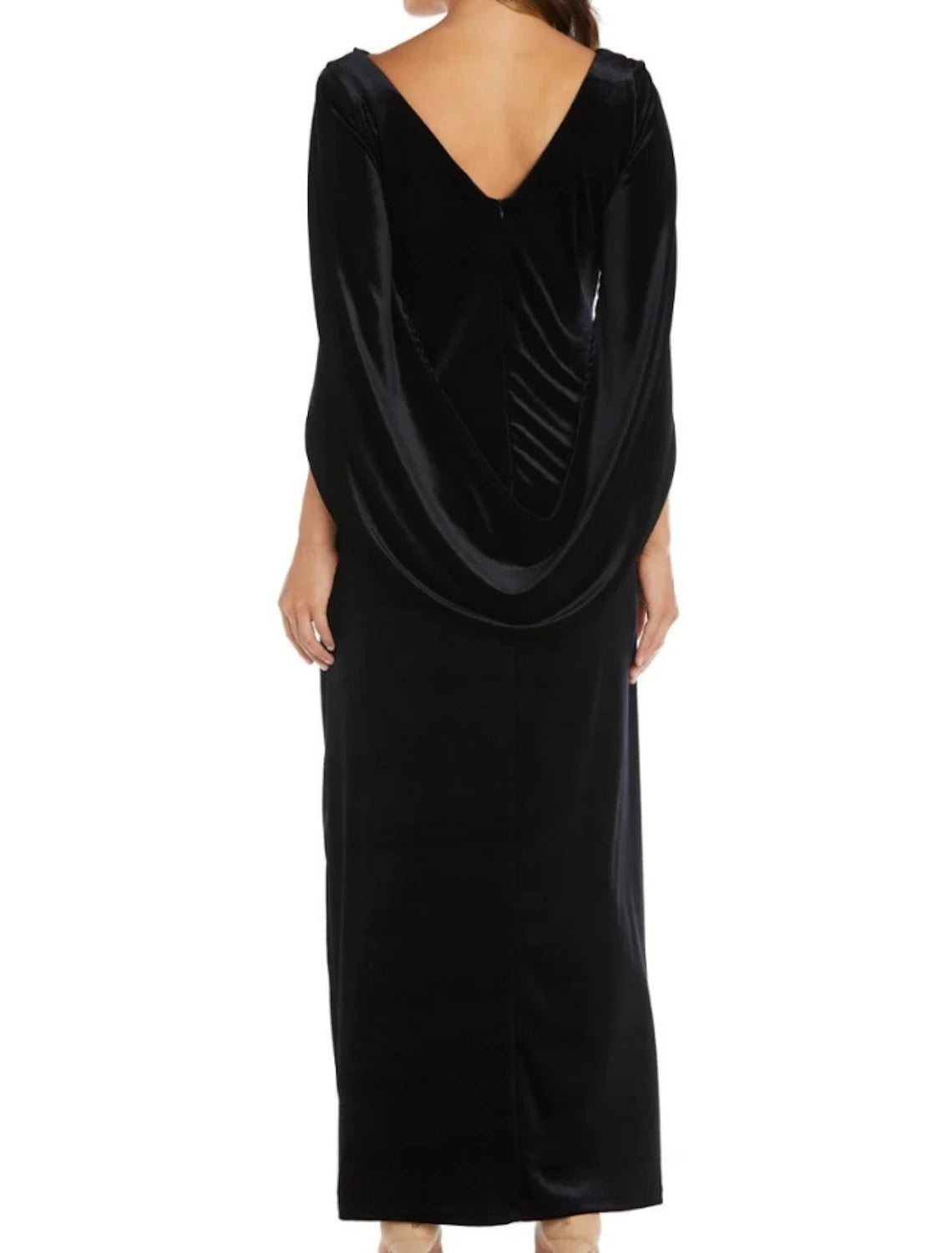 Wholesa Sheath / Column Mother of the Bride Dress Wedding Guest Elegant Scoop Neck Ankle Length Velvet Short Sleeve with Ruching Solid Color