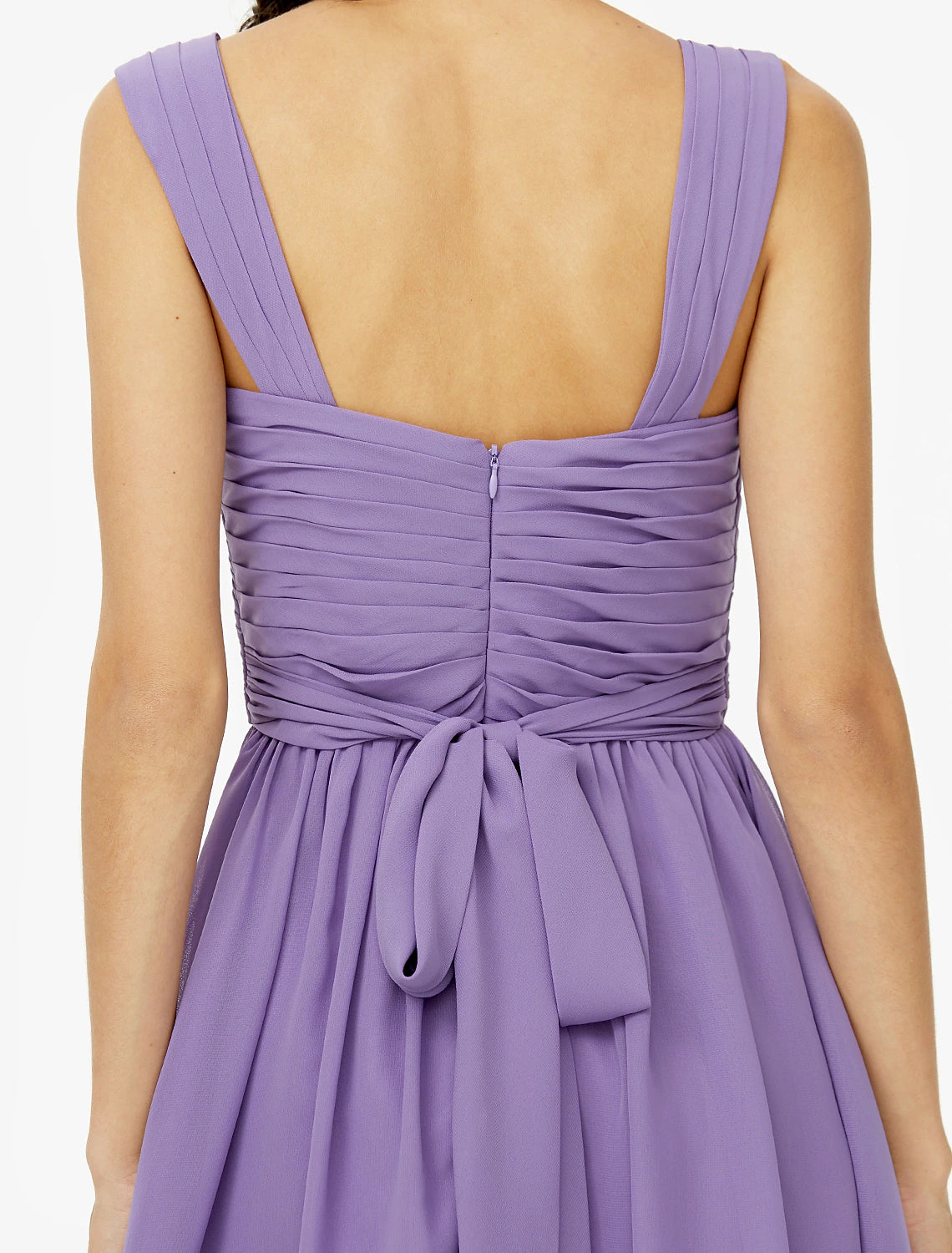 Wholesa  A-Line Bridesmaid Dress Straps Sleeveless Open Back Knee Length Chiffon with Sash / Ribbon / Bow(s) / Criss Cross