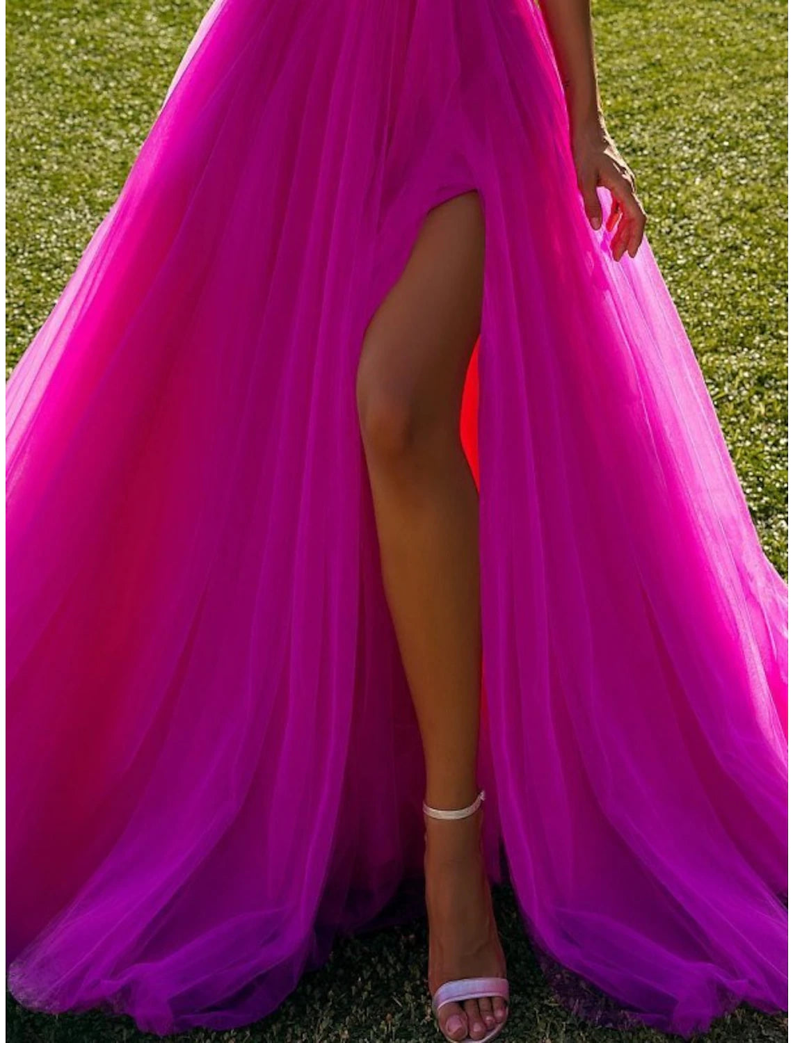 Wholesa  Ball Gown Prom Dresses Elegant Dress Prom Birthday Sweep / Brush Train Long Sleeve One Shoulder Tulle with Ruffles Slit
