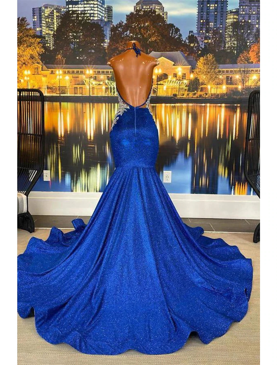 Wholesa A-Line Prom Dresses Floral Dress Carnival Cocktail Party Court Train Sleeveless Strapless African American Lace Backless with Appliques