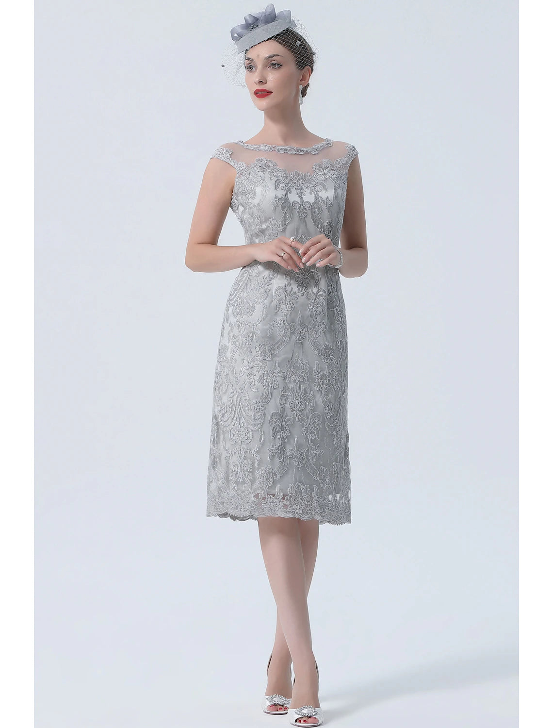 wholesale  Two Piece Mother of the Bride Dress Church Vintage Plus Size Sexy Jewel Neck Tea Length Chiffon 3/4 Length Sleeve with Lace