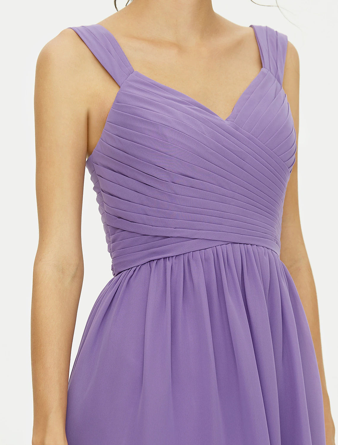 Wholesa  A-Line Bridesmaid Dress Straps Sleeveless Open Back Knee Length Chiffon with Sash / Ribbon / Bow(s) / Criss Cross