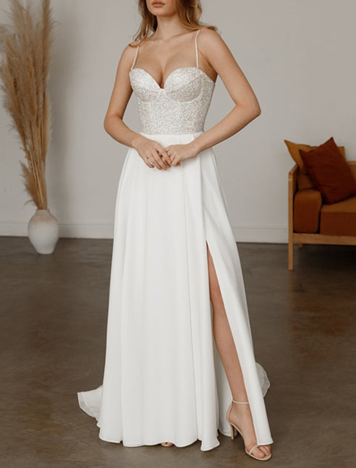 Wholesa A-Line Prom Dresses Glittering Dress Wedding Guest Wedding Party Court Train Sleeveless Spaghetti Strap Tulle with Sequin