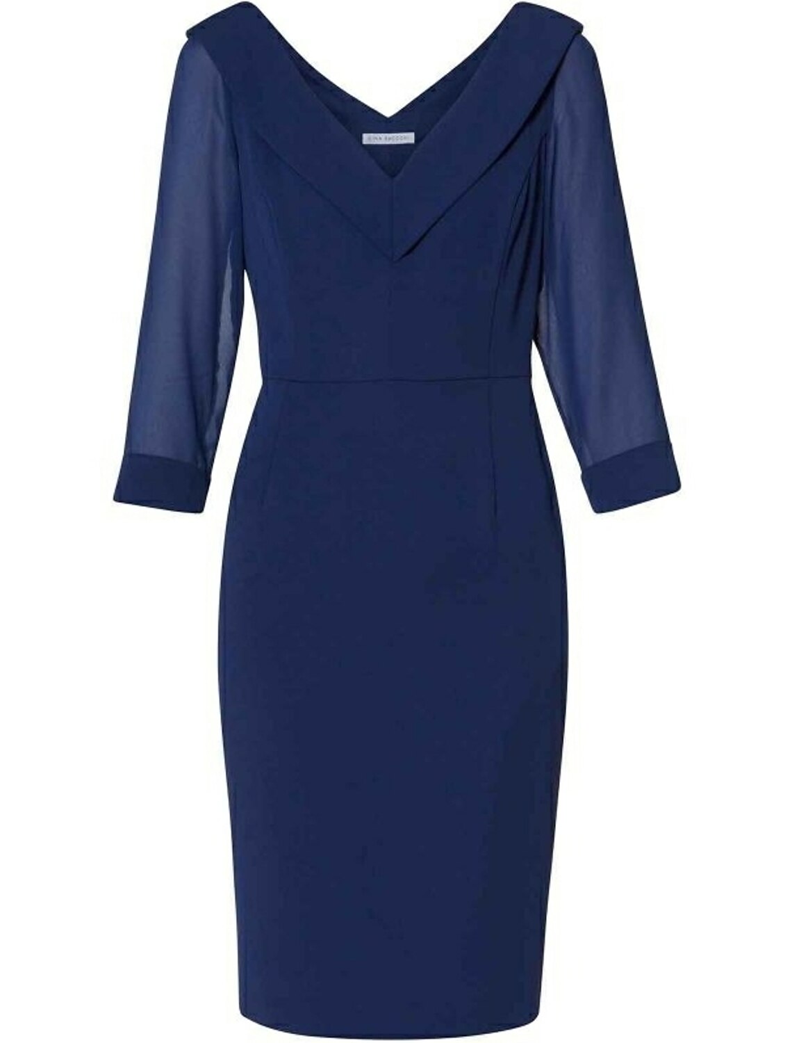 Wholesa Sheath / Column Mother of the Bride Dress Wedding Guest Plus Size V Neck Knee Length Chiffon 3/4 Length Sleeve with Split Front Fall