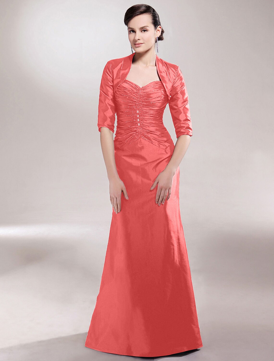 wholesale  A-Line Mother of the Bride Dress Plus Size Elegant Sexy Sweetheart Spaghetti Strap Floor Length Taffeta Sleeveless with Ruched Beading Side Draping