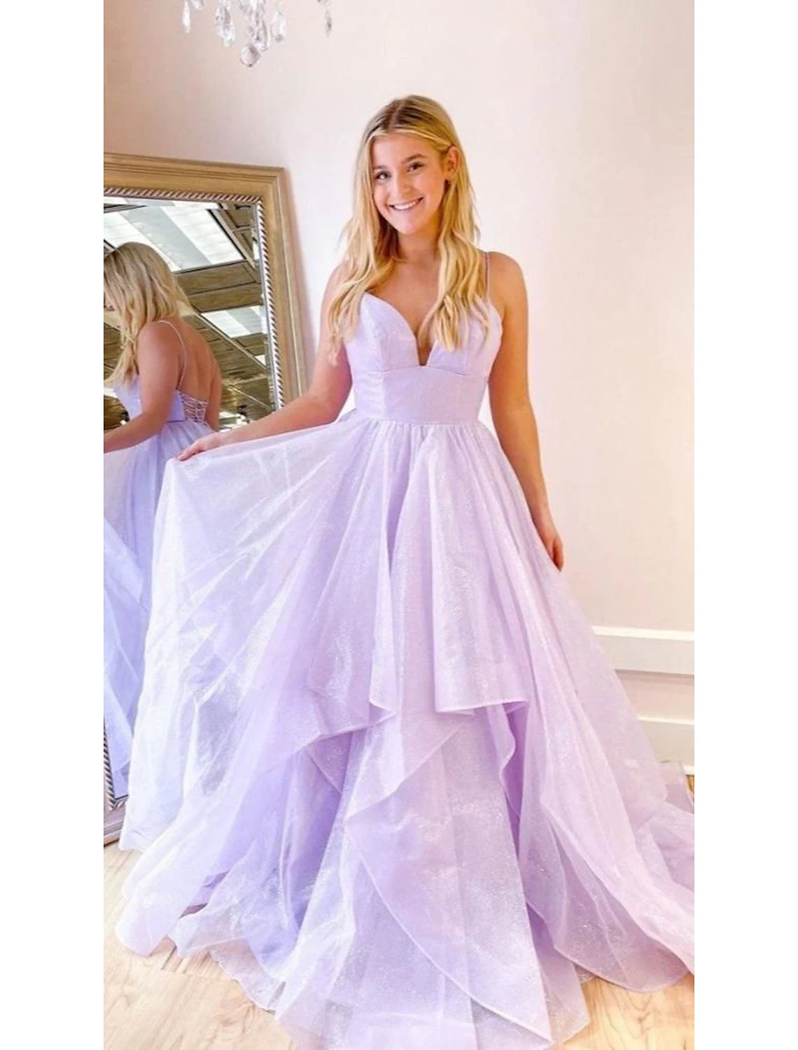 wholesale  Ball Gown A-Line Prom Dresses Sparkle & Shine Dress Formal Wedding Party Dress Floor Length Sleeveless Sweetheart Tulle Backless with Pleats Ruffles