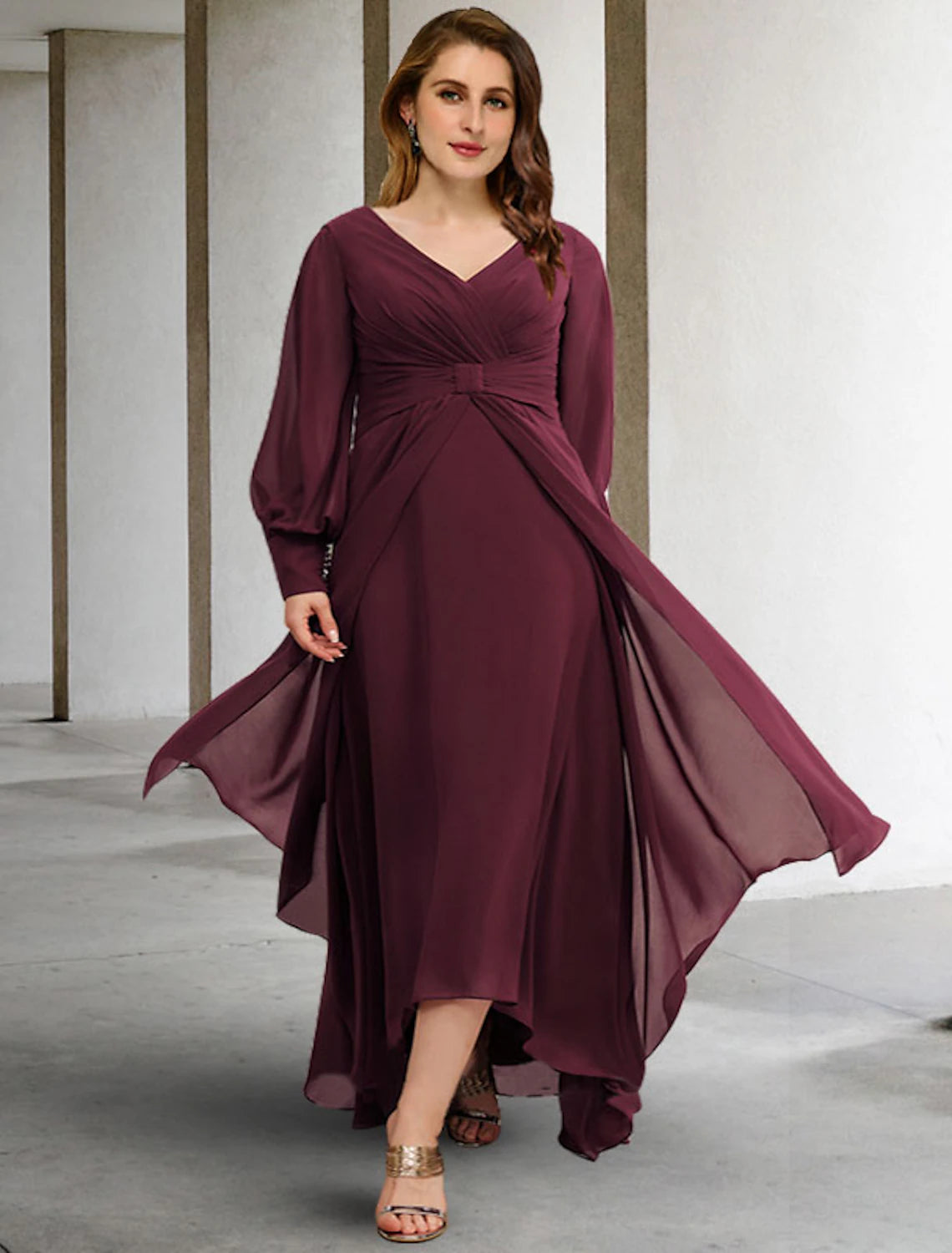 wholesale A-Line Mother of the Bride Dresses Plus Size Hide Belly Curve Elegant Dress Formal Floor Length Short Sleeve Off Shoulder Chiffon with Pleats Ruched
