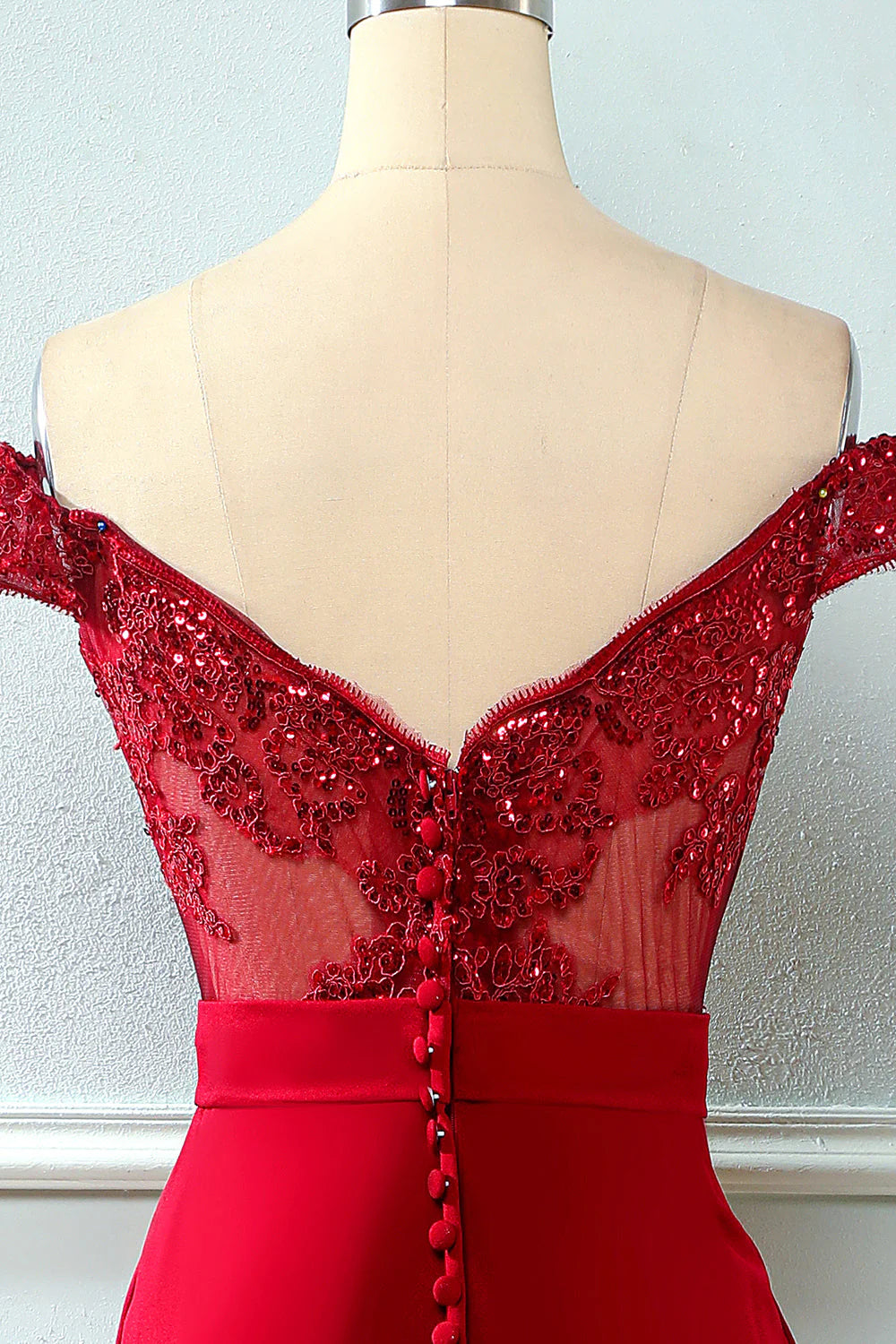 Wholesa Mermaid Off Shoulder Sequins Prom Dress