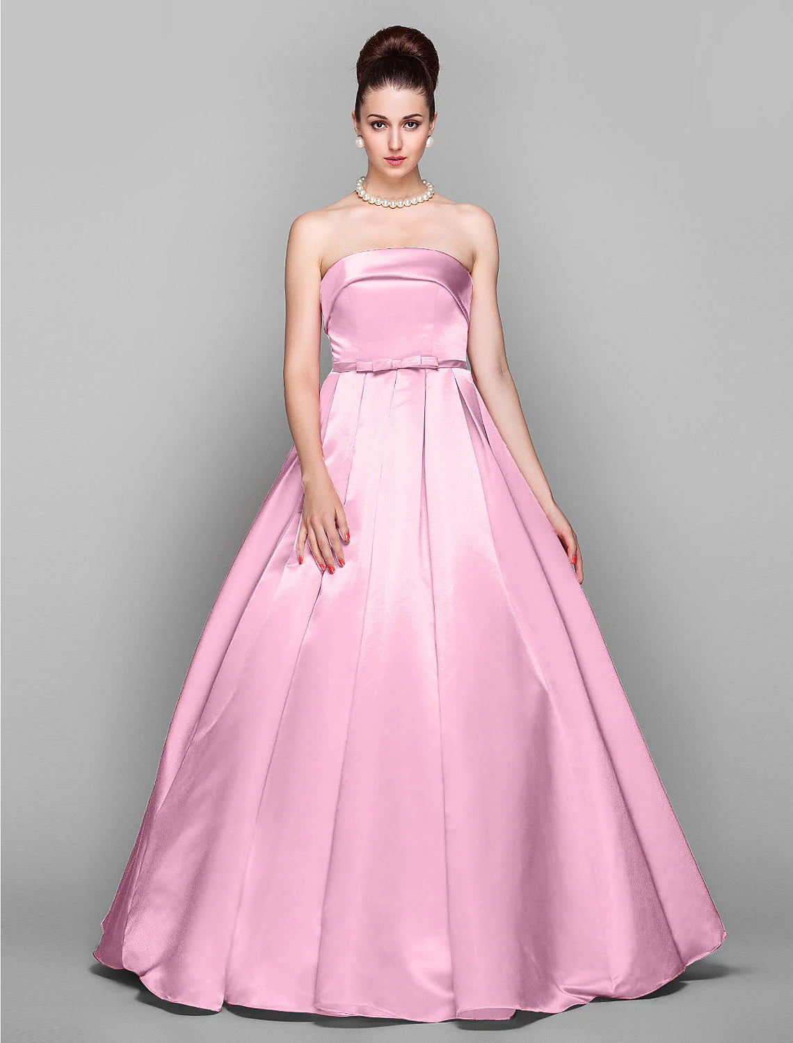 Wholesa Ball Gown Elegant Dress Quinceanera Prom Floor Length Sleeveless Strapless Satin with Bow(s)
