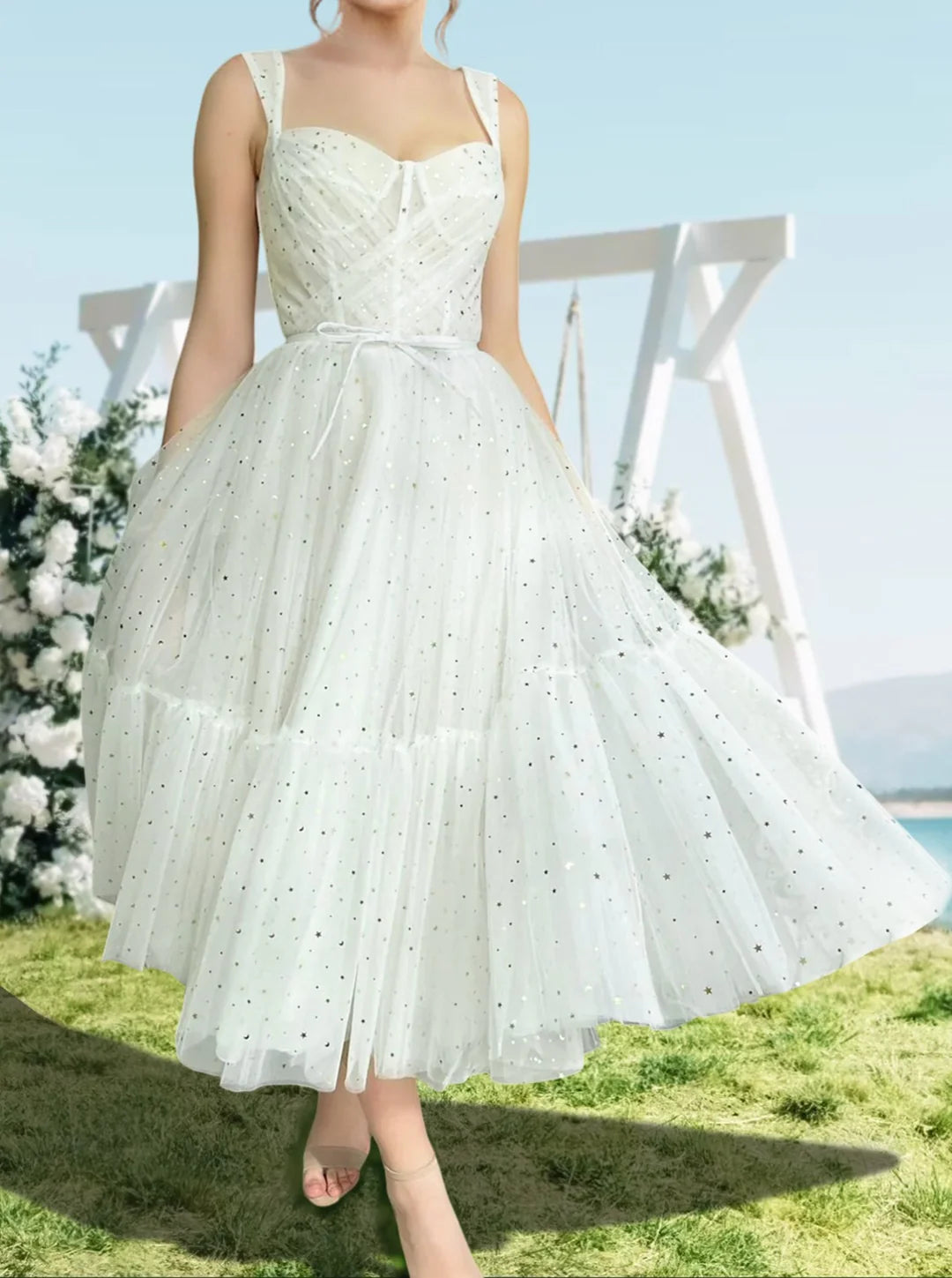 Wholesa A-Line Straps Sleeveless Long Formal Prom Dresses