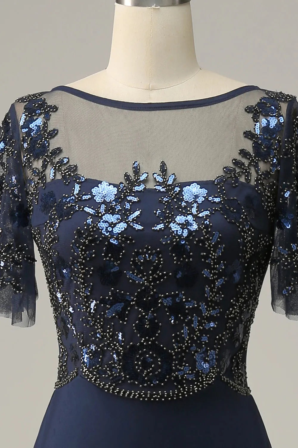 Wholesa A-line Appliques Sequin Mother of Bride Dress