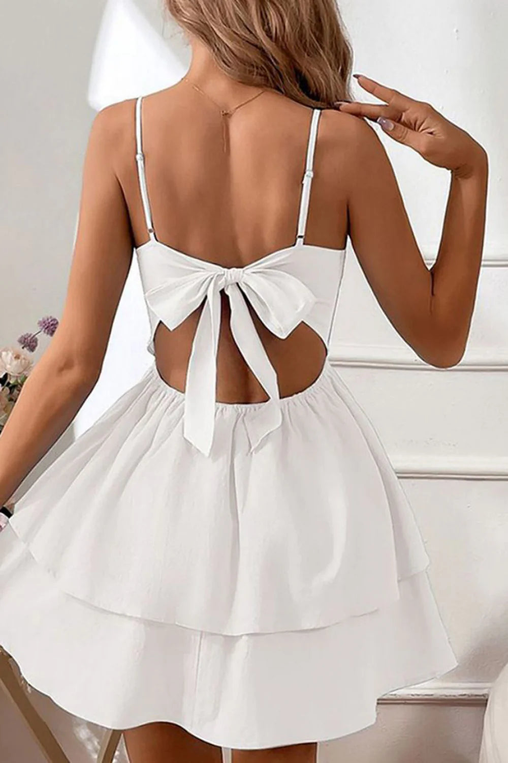 Wholesa Simple Spaghetti Straps Keyhole Back Graduation Dress Homecoming Dresses