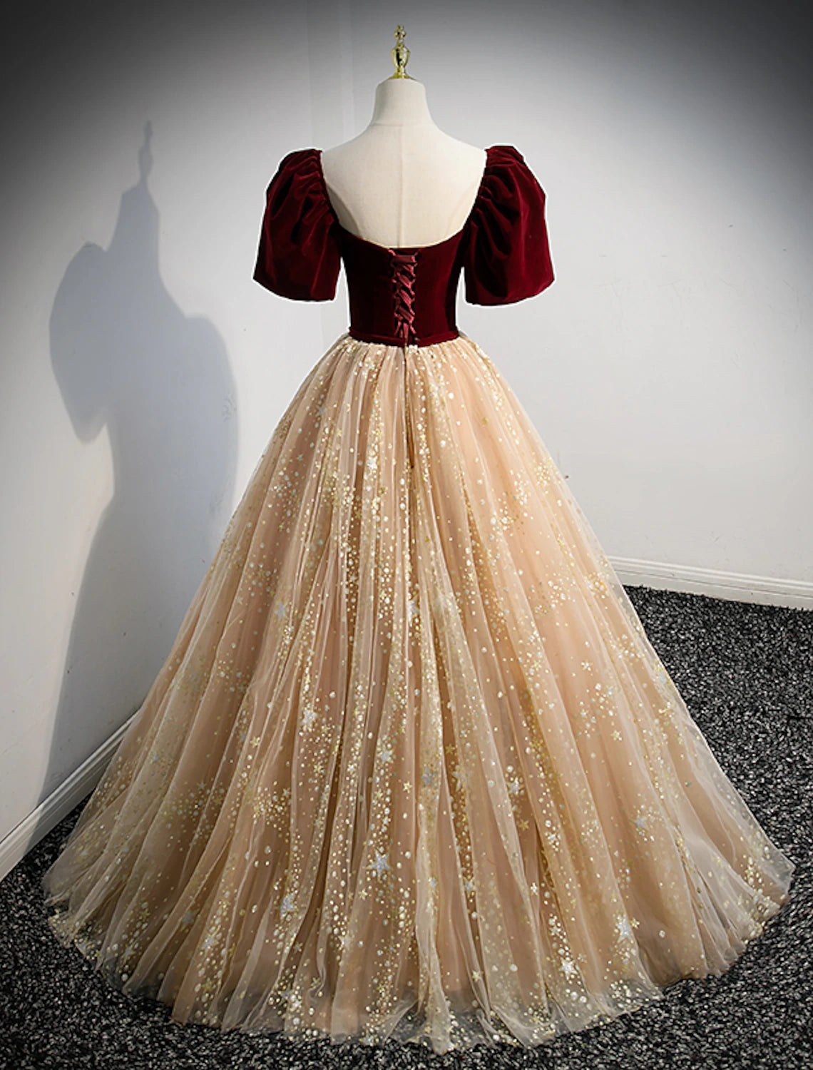 wholesale  A-Line Prom Dresses Princess Dress Engagement Prom Floor Length Short Sleeve Sweetheart Tulle with Bow(s) Sequin