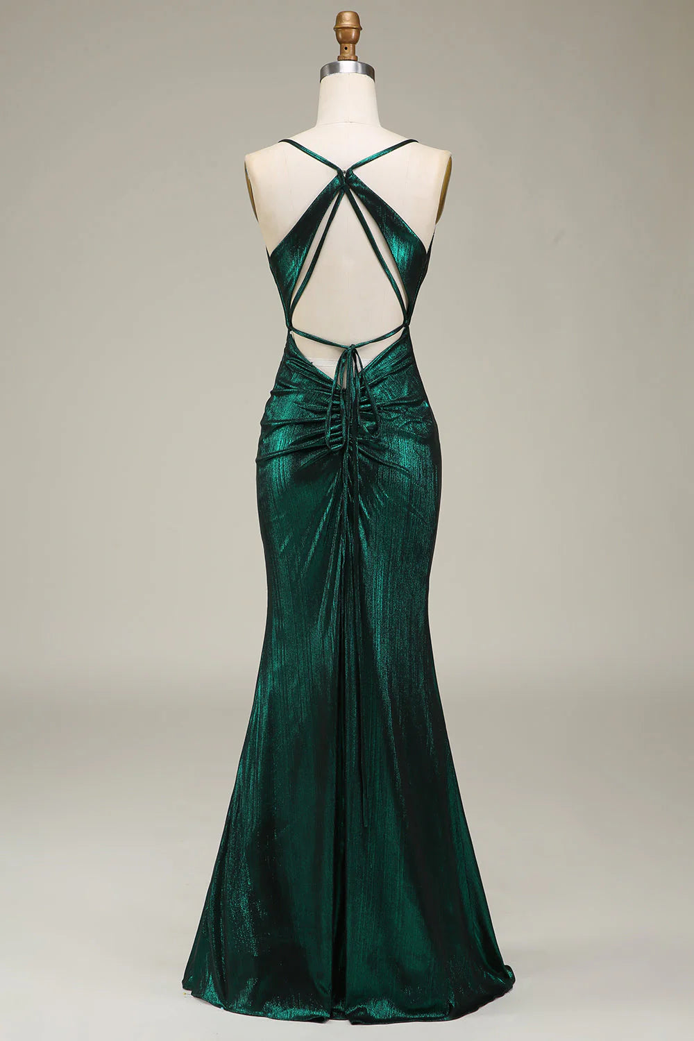 Wholesa Mermaid Open Back Spaghetti Straps Long Prom Dress