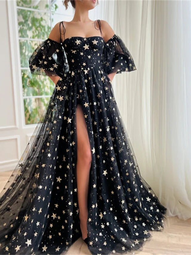 Wholesa A-Line Spaghetti Straps Long Prom Dresses