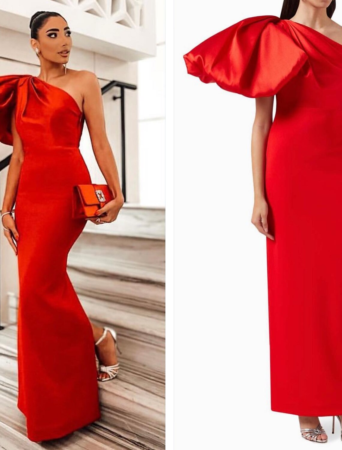 Wholesa  Sheath / Column Evening Gown Elegant Dress Formal Ankle Length Black Dress Short Sleeve One Shoulder Satin with Ruched