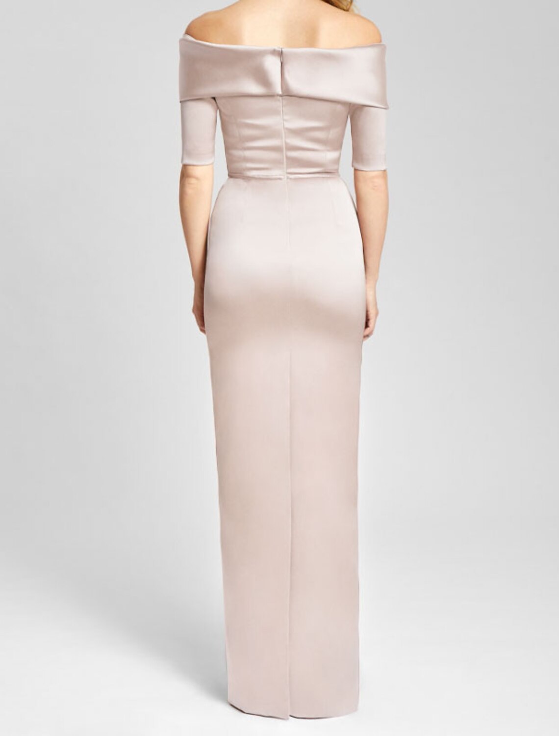 Wholesa  Sheath / Column Mother of the Bride Dress Wedding Guest Elegant & Luxurious Off Shoulder Floor Length Satin Short Sleeve with Ruching Fall