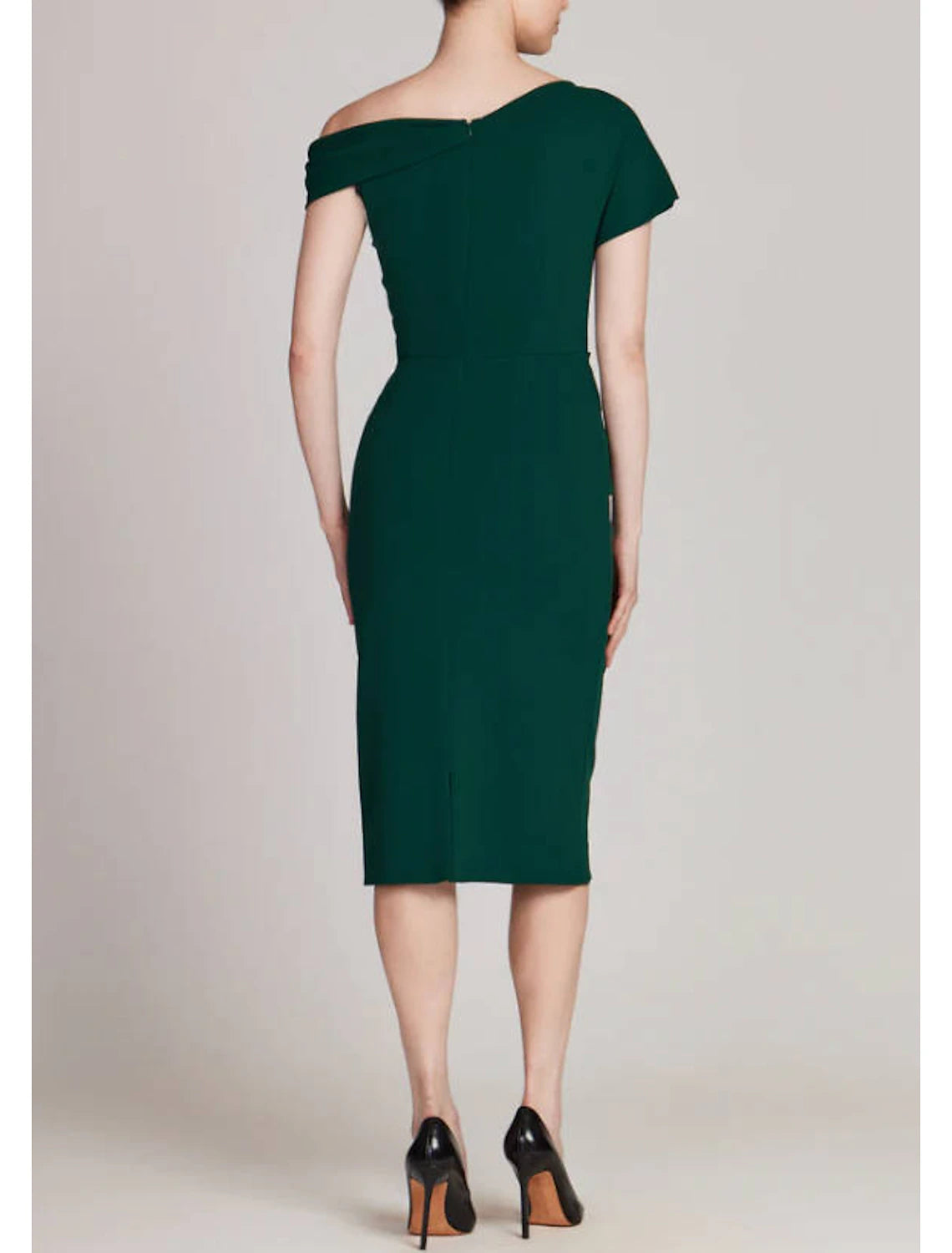 Wholesa  A-Line Sheath / Column Mother of the Bride Dress Formal Wedding Guest Elegant One Shoulder Tea Length Sequined Stretch Fabric Short Sleeve with Solid Color