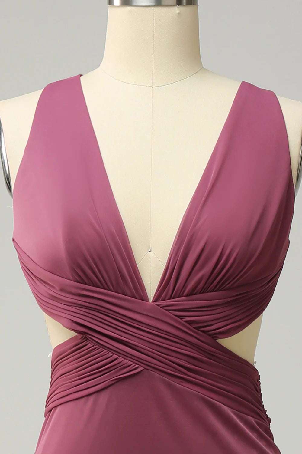 Wholesa Plus Size Cross Front Long Prom Dress