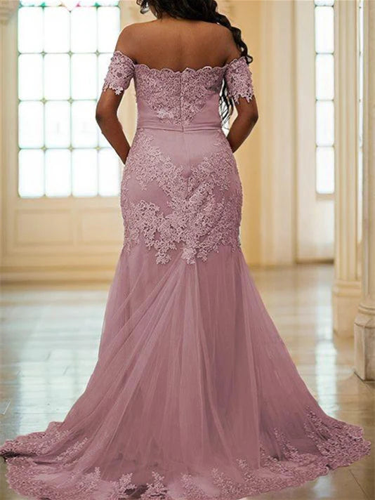 Wholesa Sheath Off-The-Shoulder Floor-Length Prom Dresses