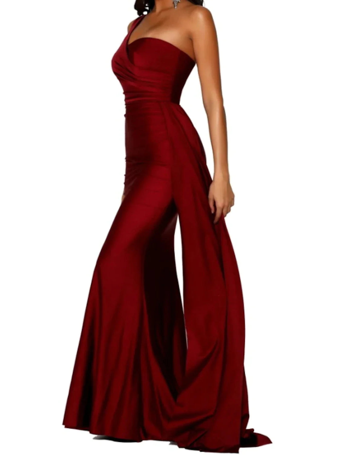 Wholesa Mermaid / Trumpet Minimalist Sexy Engagement Formal Evening Birthday Dress One Shoulder Sleeveless Sweep / Brush Train Charmeuse with Draping