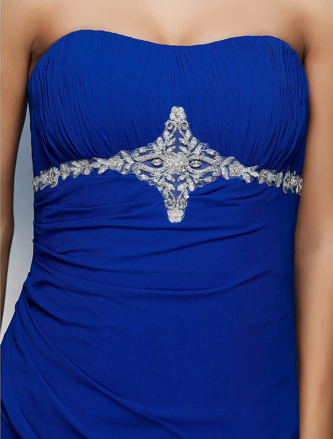 Wholesa Sheath / Column Elegant Dress Formal Evening Floor Length Sleeveless Strapless Chiffon with Beading Draping