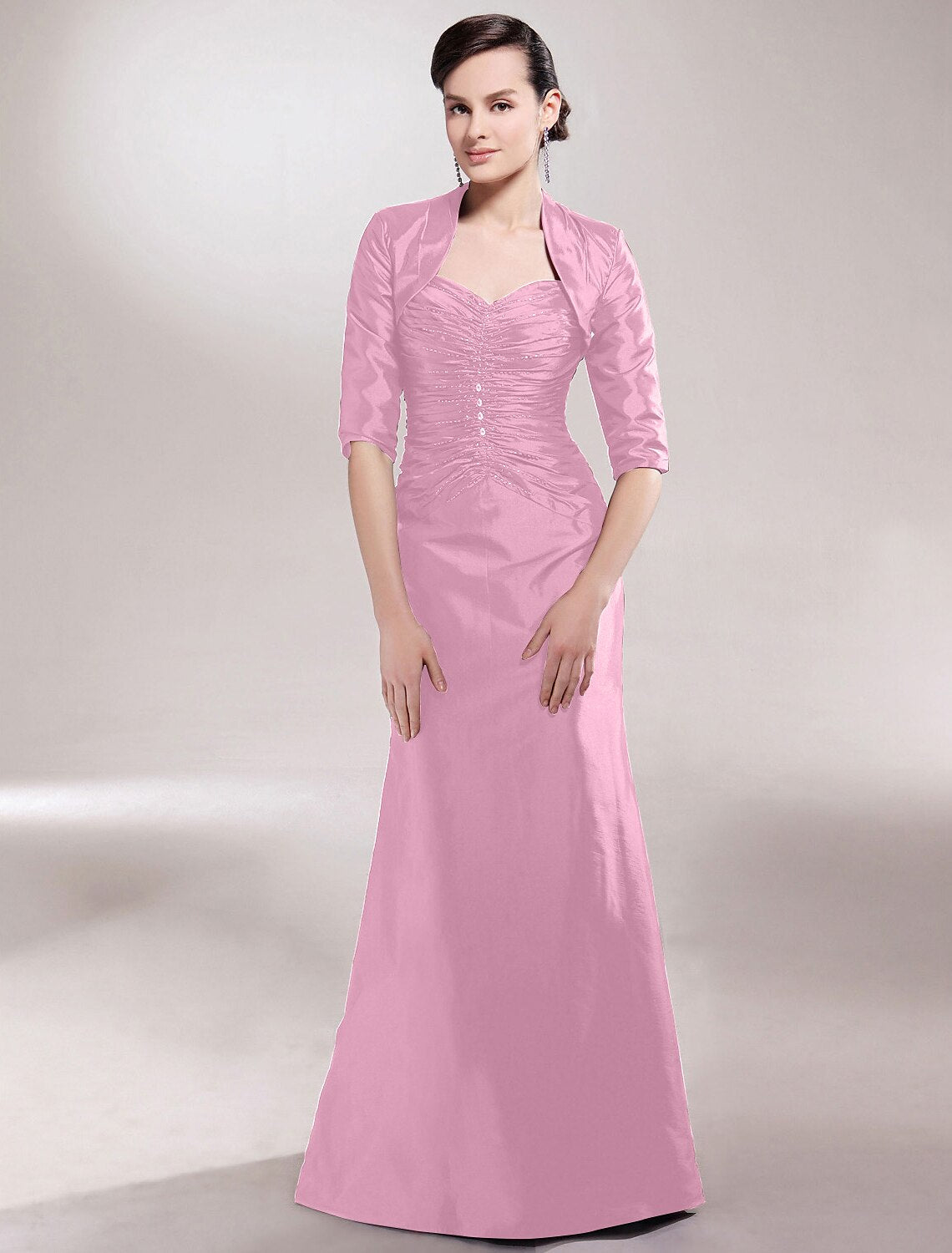 wholesale  A-Line Mother of the Bride Dress Plus Size Elegant Sexy Sweetheart Spaghetti Strap Floor Length Taffeta Sleeveless with Ruched Beading Side Draping