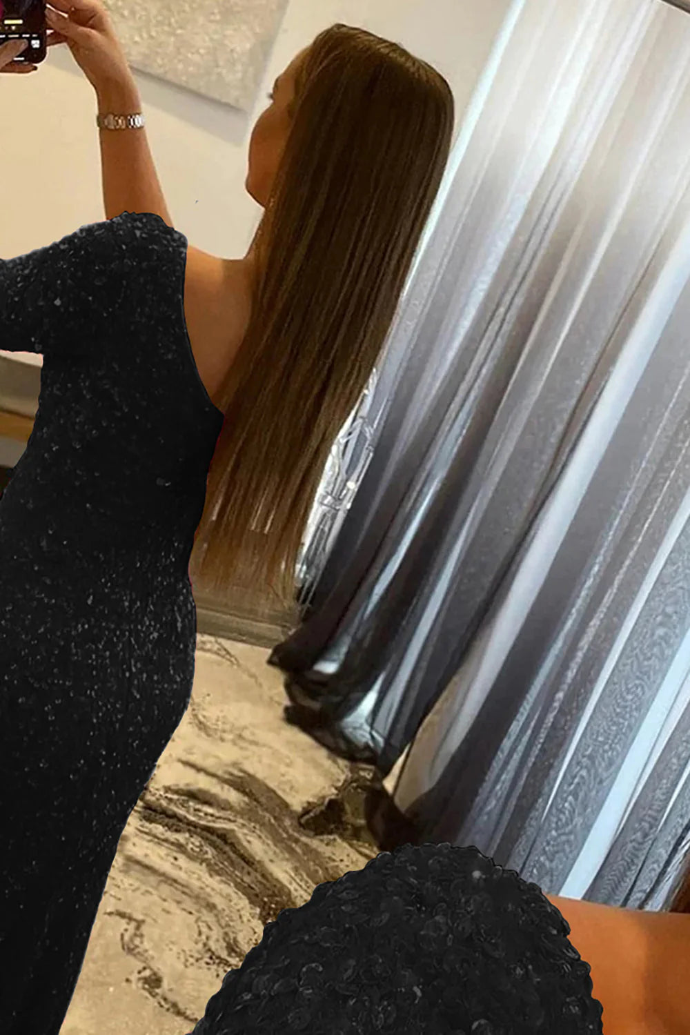 Wholesa Mermaid One Shoulder Sequined Prom Dress