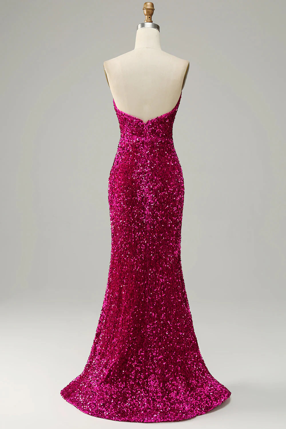 Wholesa Strapless Sequin Prom Dress with Slit