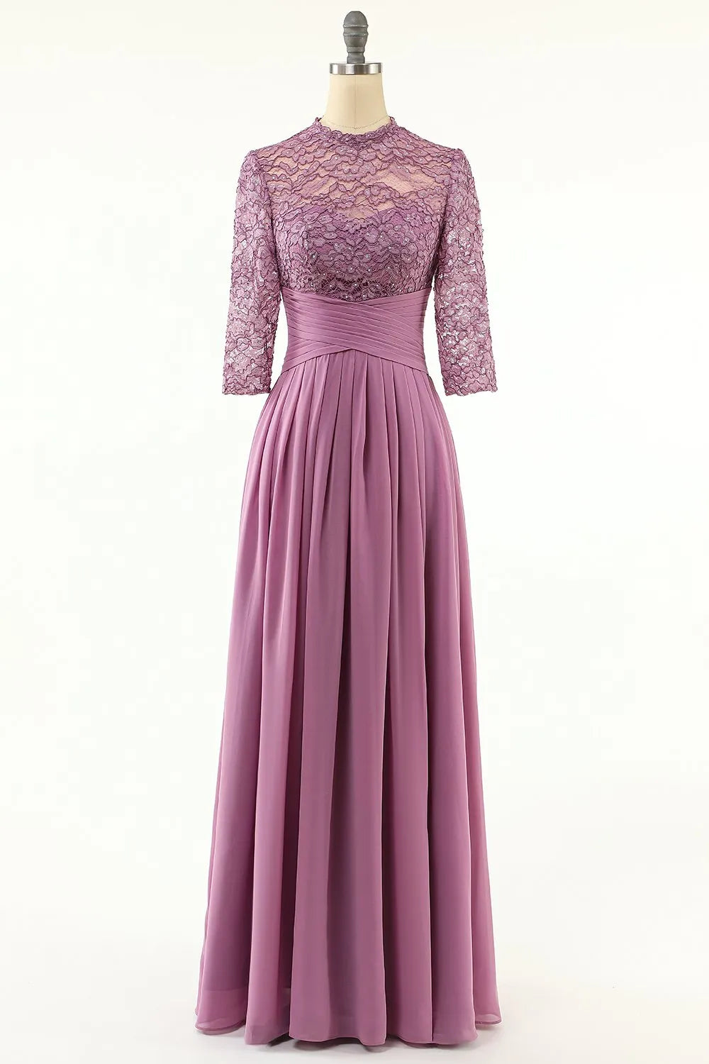 Wholesa A-line Chiffon Long Mother Of the Bride Dress with Lace