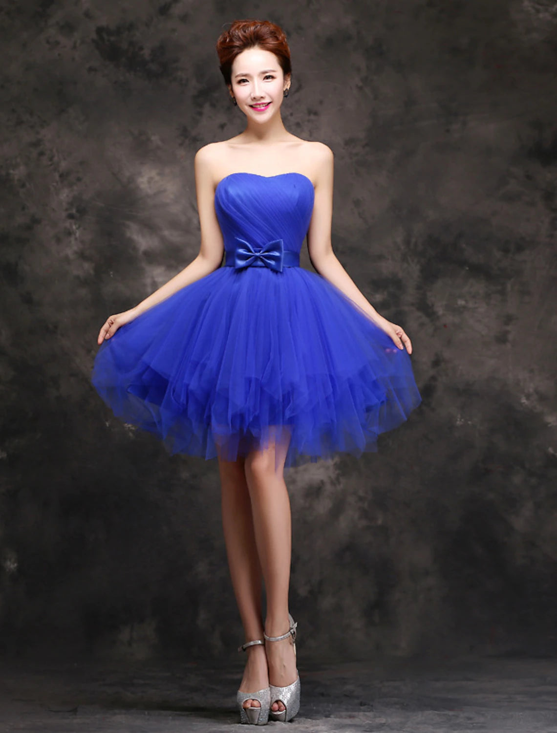 wholesale  Ball Gown Cocktail Dresses Vintage Dress Homecoming Party Wear Short / Mini Sleeveless Sweetheart Tulle with Bow(s) Ruffles Pure Color