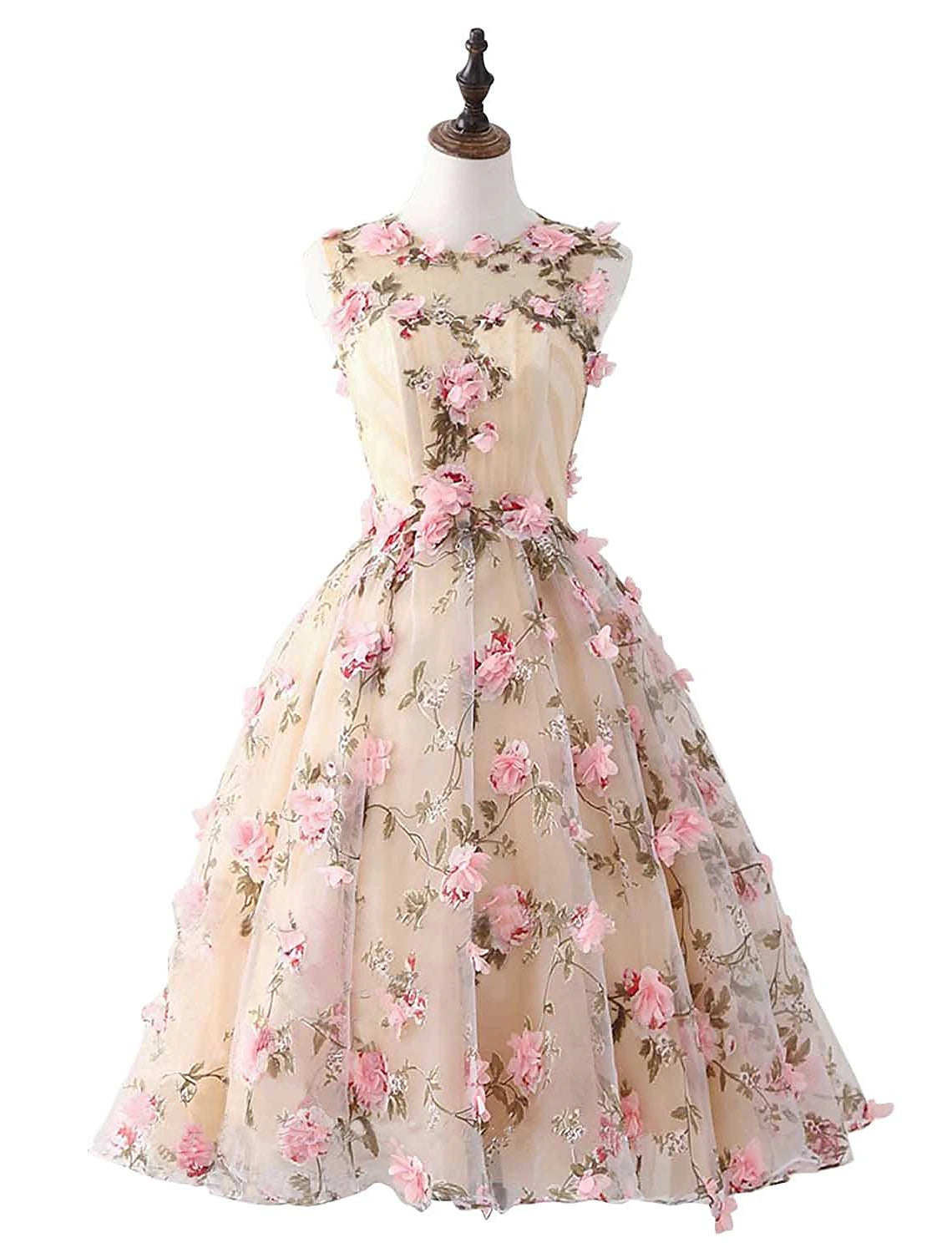 Wholesa  A-Line Cocktail Dresses Party Dress Wedding Guest Graduation Short / Mini Sleeveless Jewel Neck Satin with Appliques