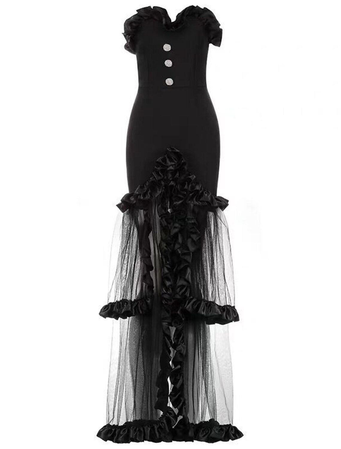 wholesale  A-Line Prom Dresses Vintage Dress Party Wear Wedding Party Sweep / Brush Train Sleeveless Strapless Lace with Slit Appliques