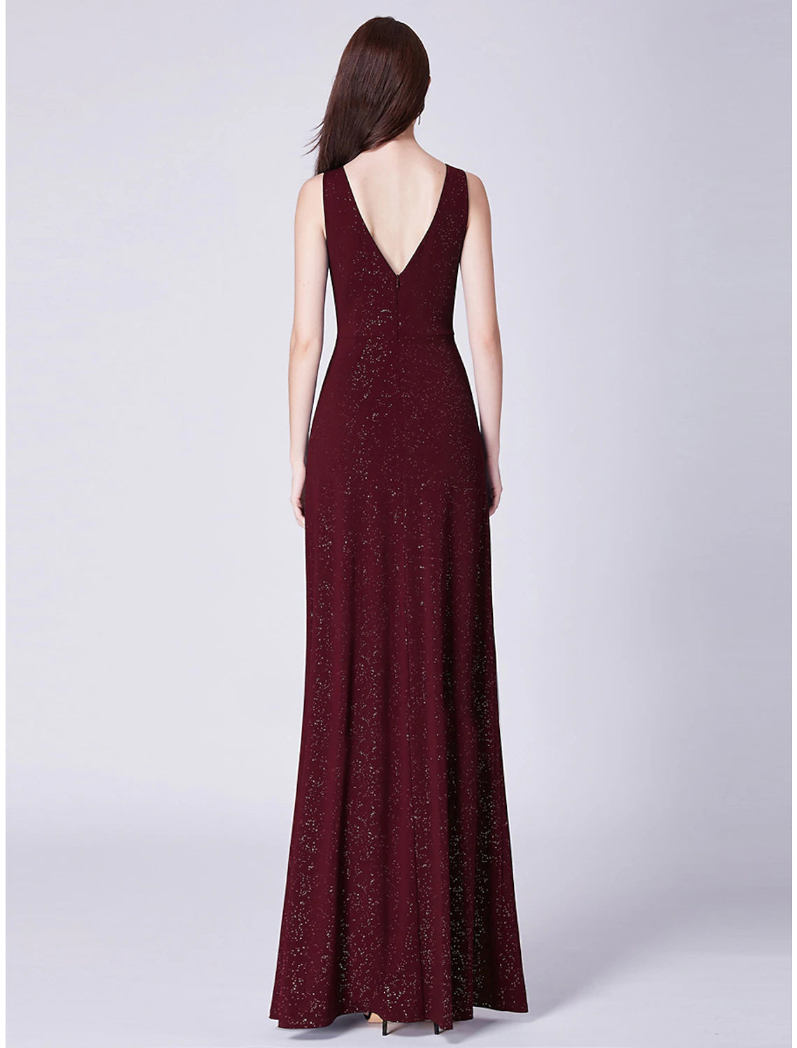 Wholesa A-Line Elegant Formal Evening Dress V Neck Sleeveless Floor Length Cotton Blend with Draping