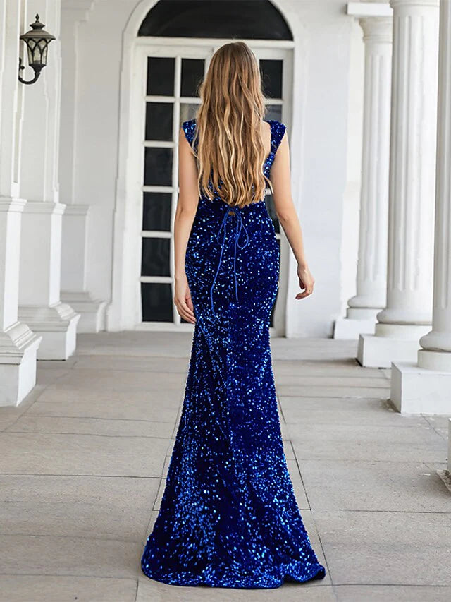 Wholesa Mermaid / Trumpet Evening Gown Elegant Dress Engagement Court Train Sleeveless Sweetheart Sequined with Sequin