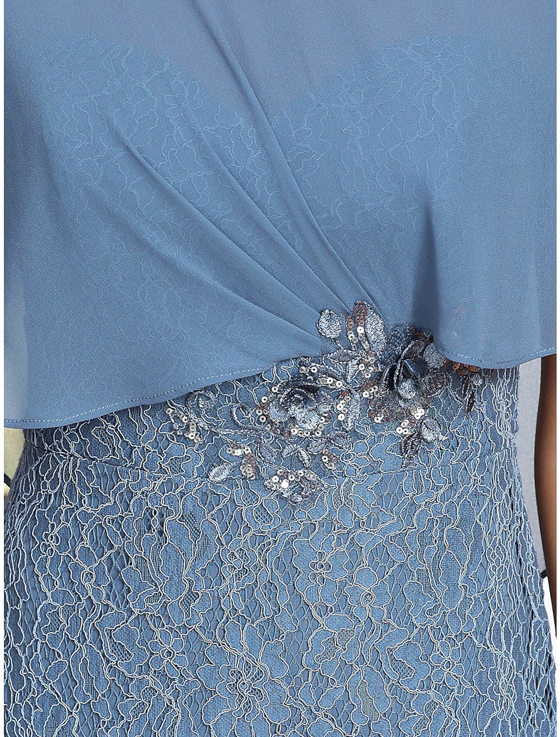 wholesale  Mermaid / Trumpet Wedding Guest Dresses Elegant Dress Formal Wedding Floor Length Sleeveless Jewel Neck Capes Lace with Appliques