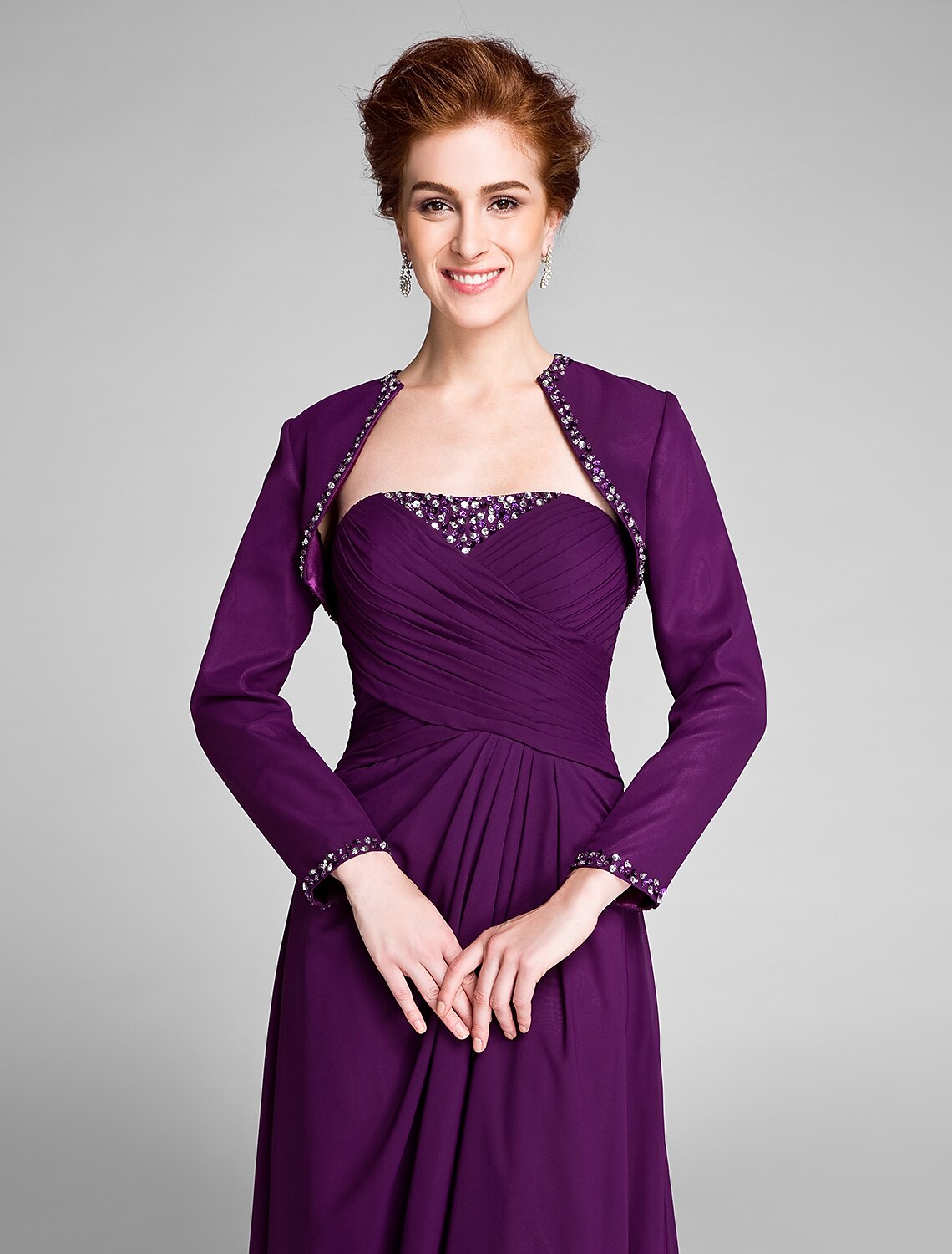 wholesale  Sheath / Column Mother of the Bride Dress Convertible Dress Strapless Floor Length Chiffon Sleeveless No with Crystals Side Draping