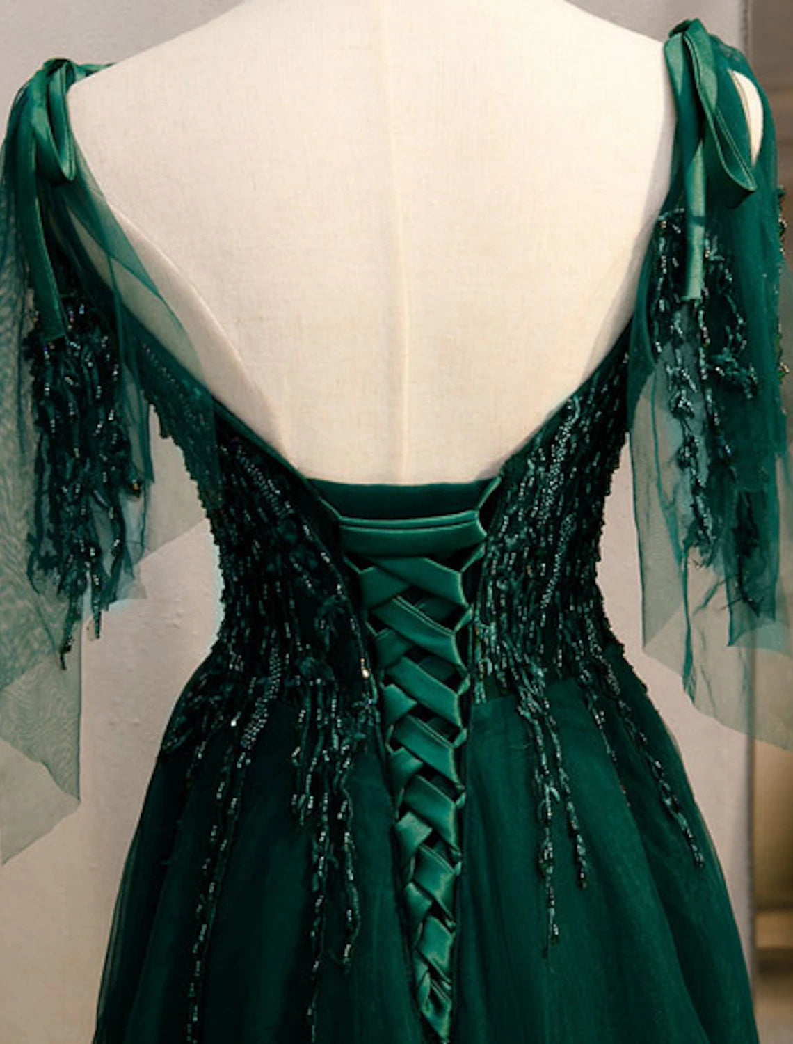 Wholesa  A-Line Party Dress Elegant Engagement Formal Evening Birthday Dress Spaghetti Strap Sleeveless Sweep / Brush Train Polyester with Beading Embroidery