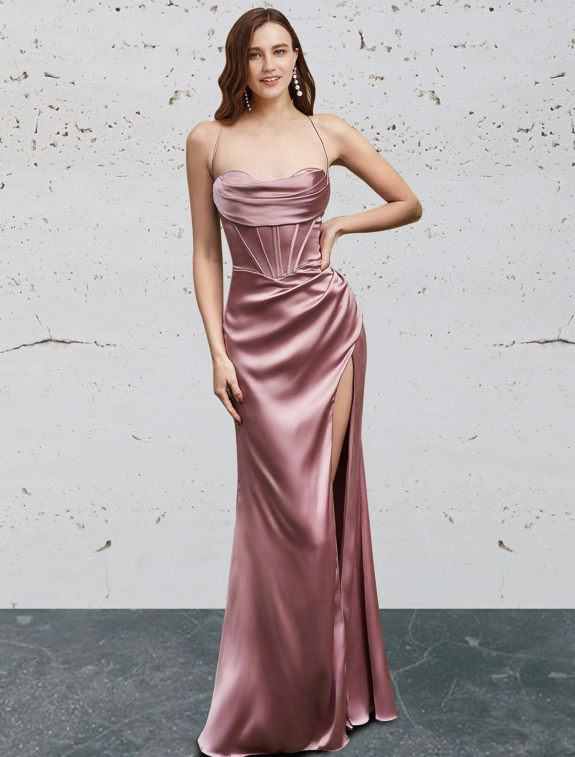 wholesale  Mermaid / Trumpet Prom Dresses Vintage Dress Prom Floor Length Sleeveless Sweetheart Bridesmaid Dress Charmeuse Backless with Slit Pure Color