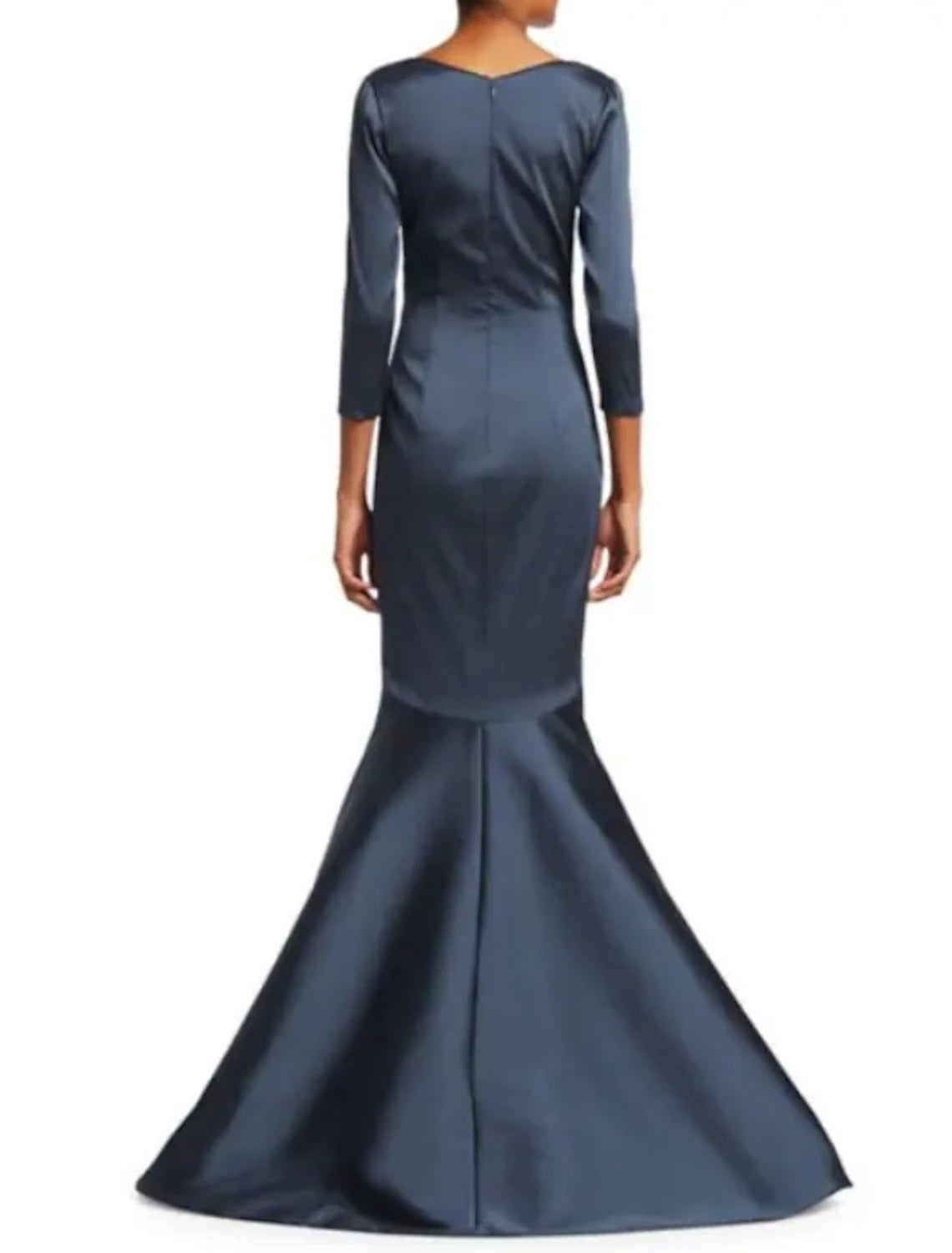 Wholesa Mermaid / Trumpet Mother of the Bride Dress Elegant Plunging Neck Sweep / Brush Train Satin 3/4 Length Sleeve with Ruching